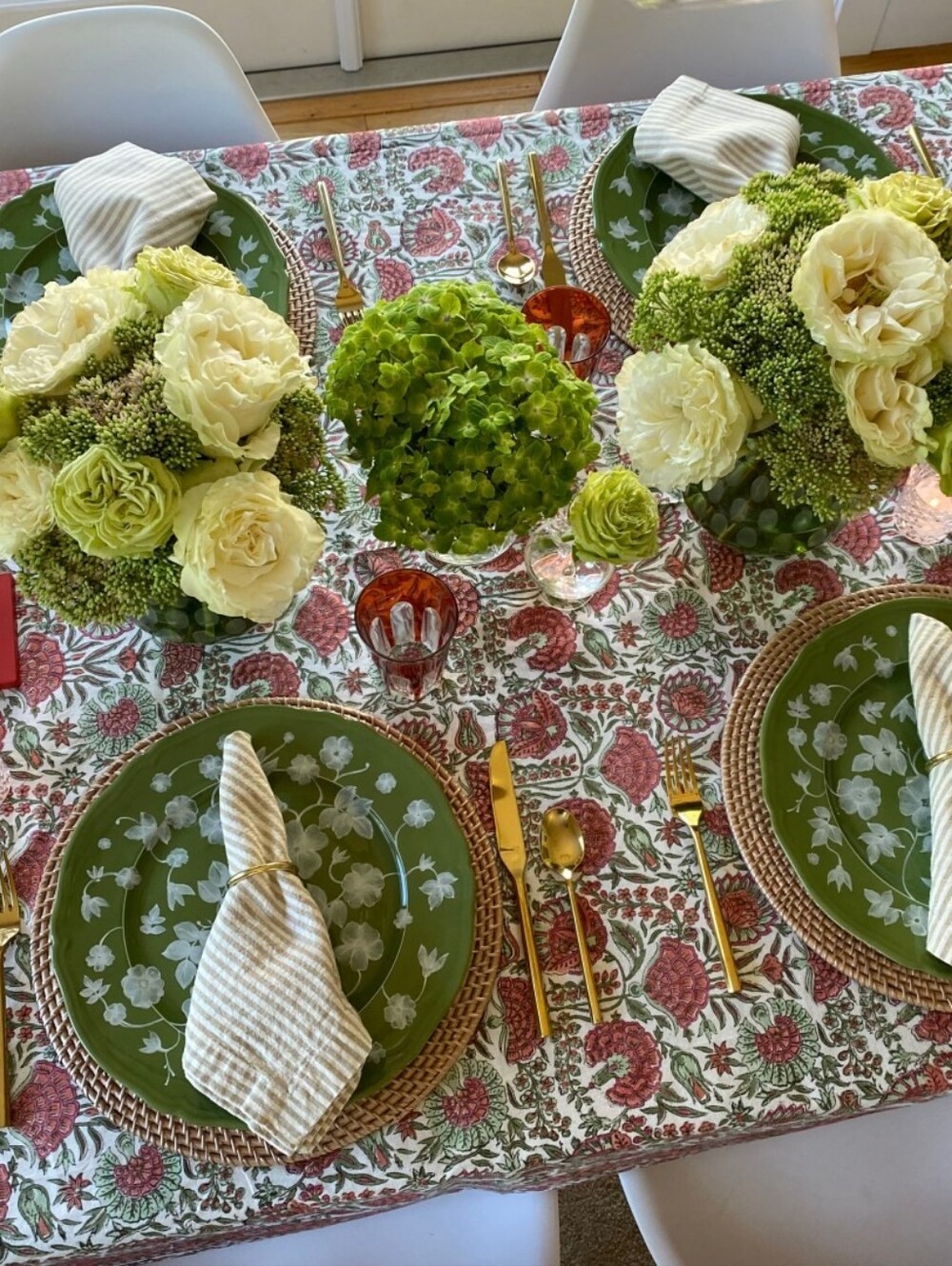 Ridhi by Raniwala Hand Block Print Cotton Tablecloth + Napkin Sets – Floral